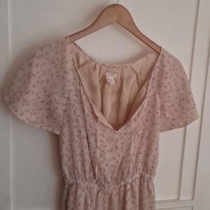 Jcrew cream & pink floral silk dress